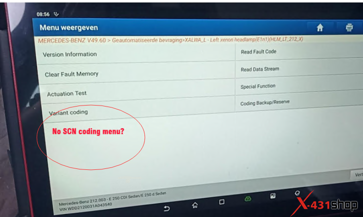 Launch X431 PAD V and PAD VII method to start SCN online programming