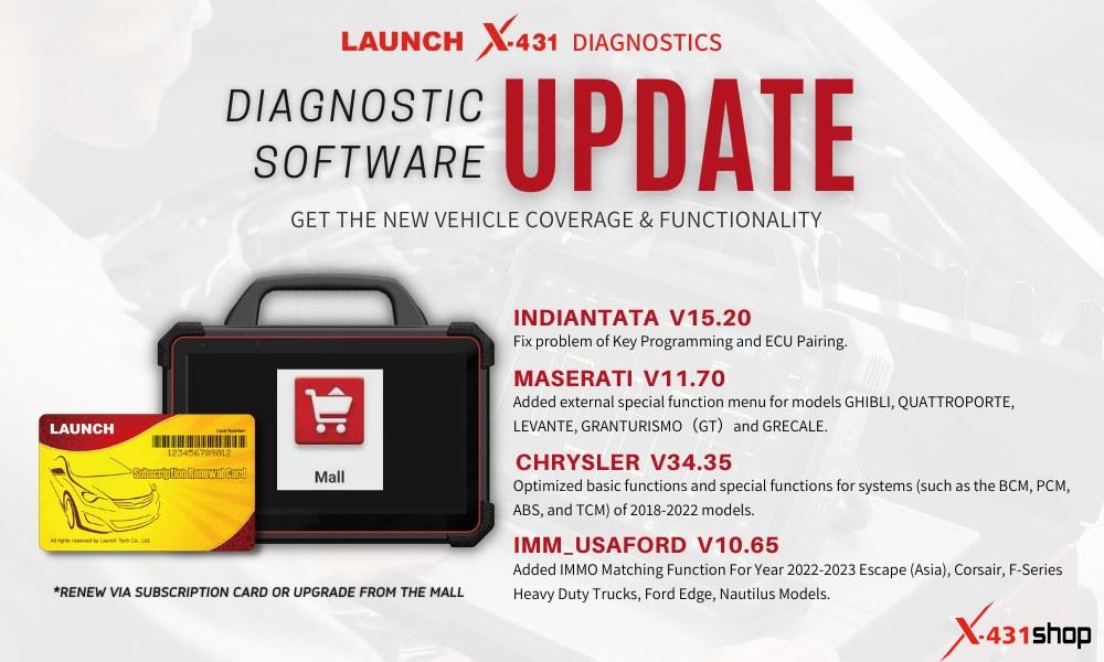 Launch X431 software update for maserati
