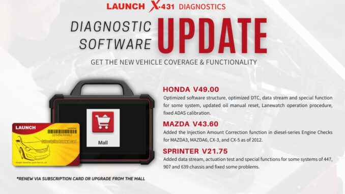 LAUNCH X431 software update-add function for Honda, Mazda and Sprinter