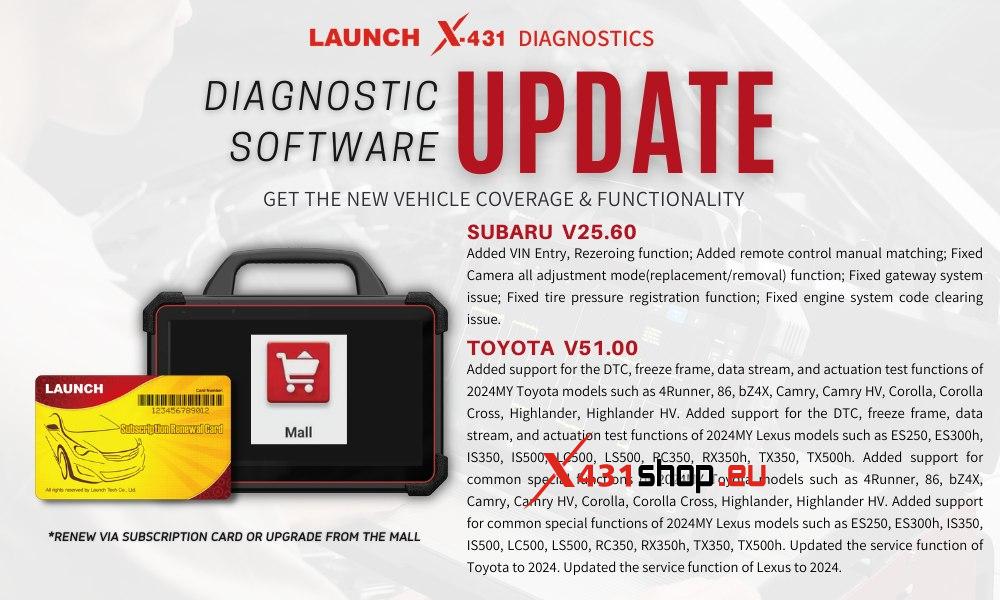 LAUCNH X431 Update-Subaru toyota