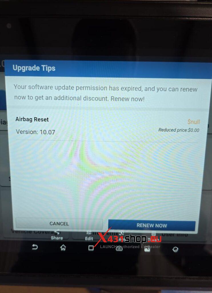 Solved LAUNCH X431 Error Message: Software update expired
