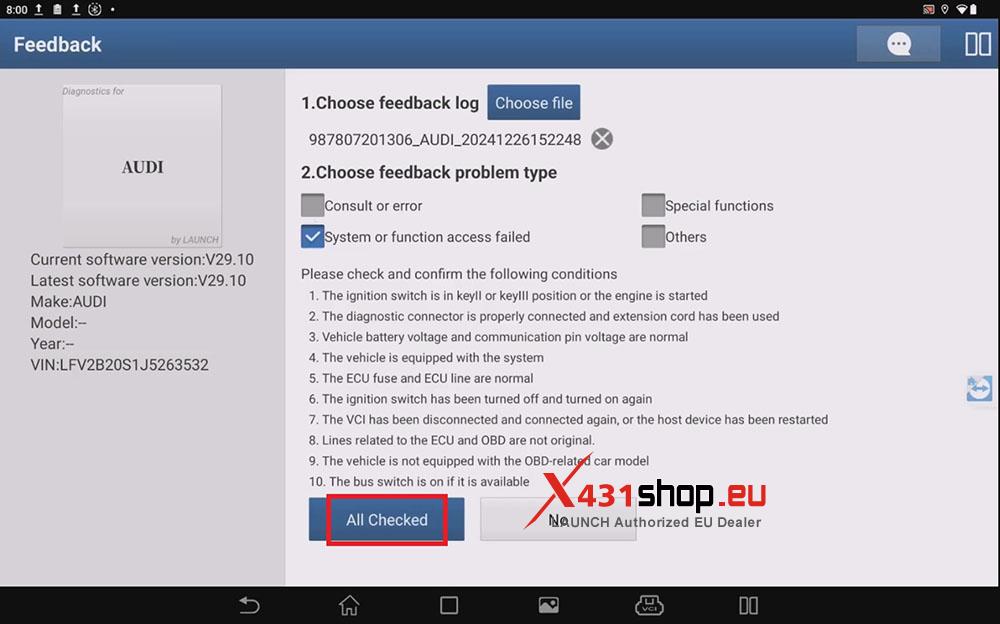 How to upload diagnostic logs on LAUNCH X431 Tool (10)