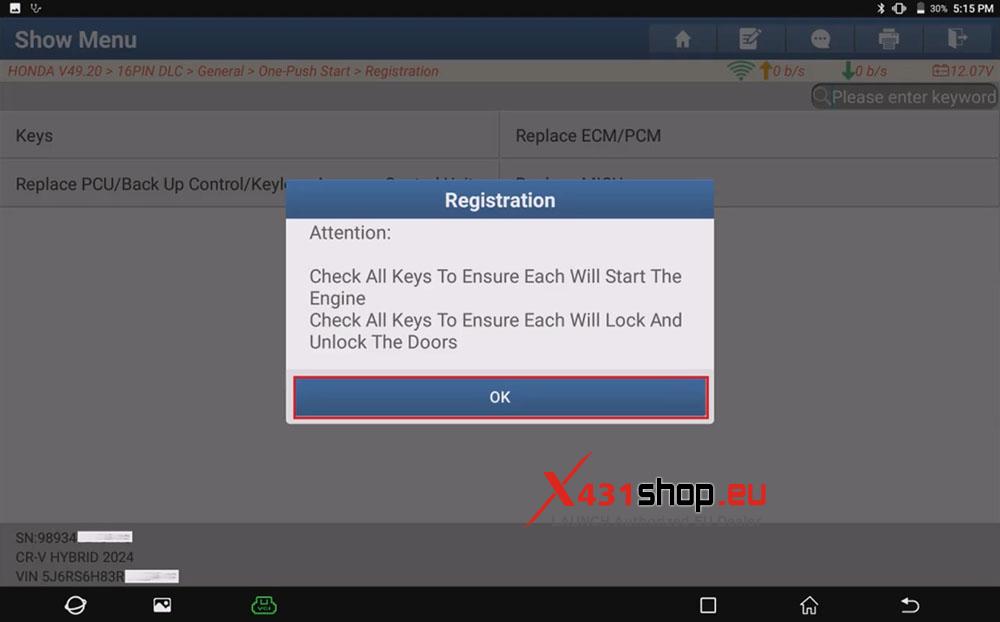 LAUNCH X431 Tool ECM PCM Replacement on 2024 Honda CR V (15)