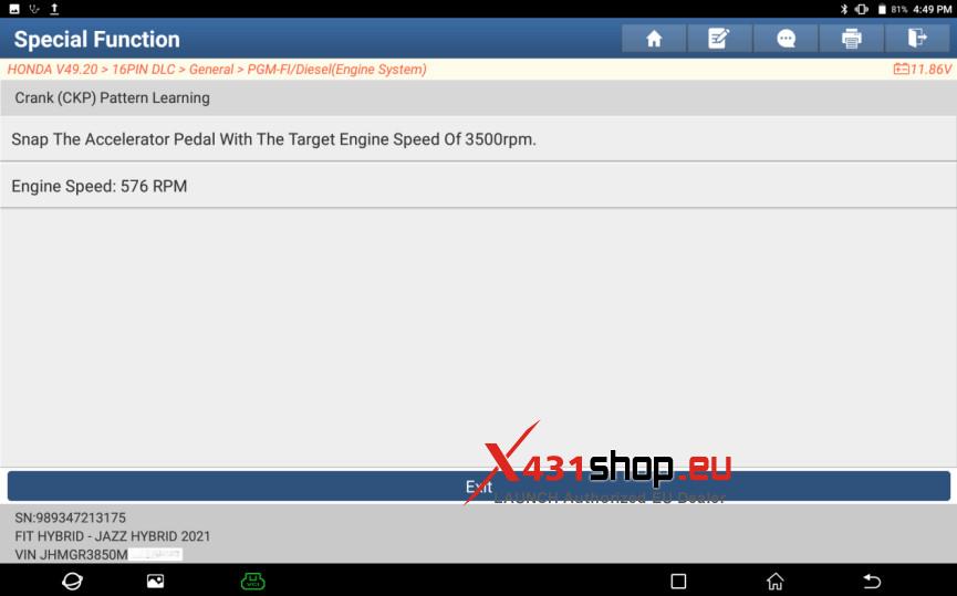 LAUNCH X431 Tool Honda JAZZ Crankshaft (CKP) Sensor Rematch (21)