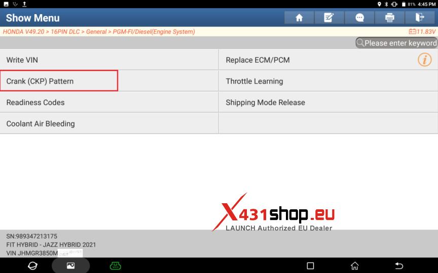 LAUNCH X431 Tool Honda JAZZ Crankshaft (CKP) Sensor Rematch (6)