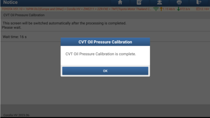X431 PAD V ELITE Toyota Corolla Oil Pressure Calibration (8) X431 PAD V ELITE Toyota Corolla Oil Pressure Calibration (8)