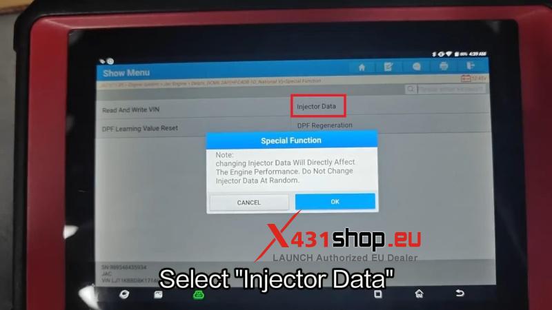 launch x431 pad v elite write injector data on 2018 jac junling (7)