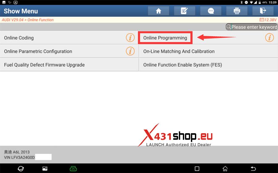 LAUNCH X431 PAD Online Programming Audi A6L Power Steering (4)