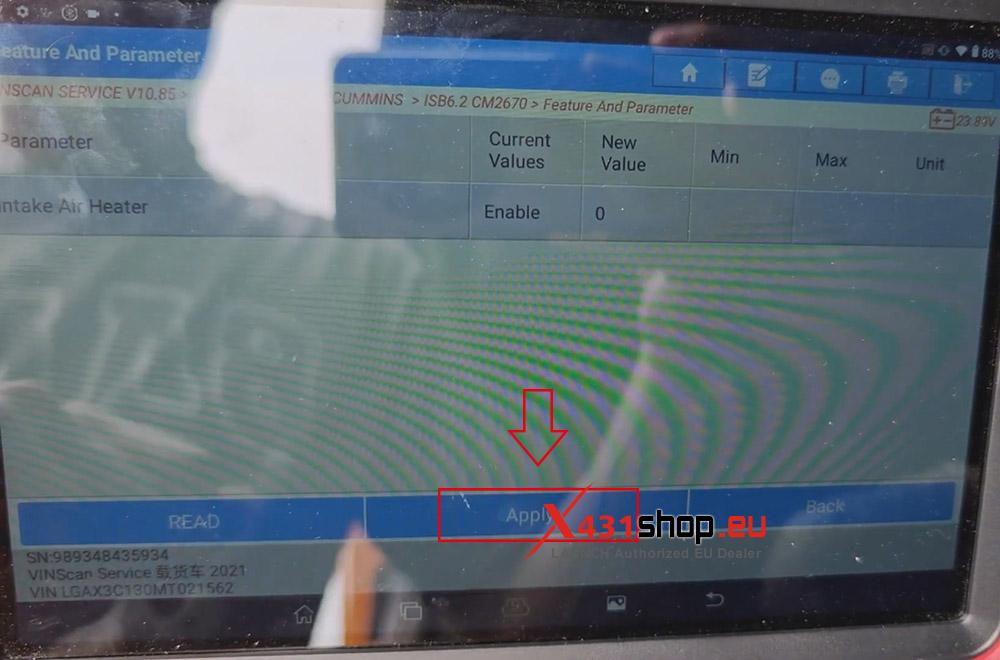 LAUNCH X431 PRO3 HD Disable Dongfeng Truck Intake Air Heater (14)