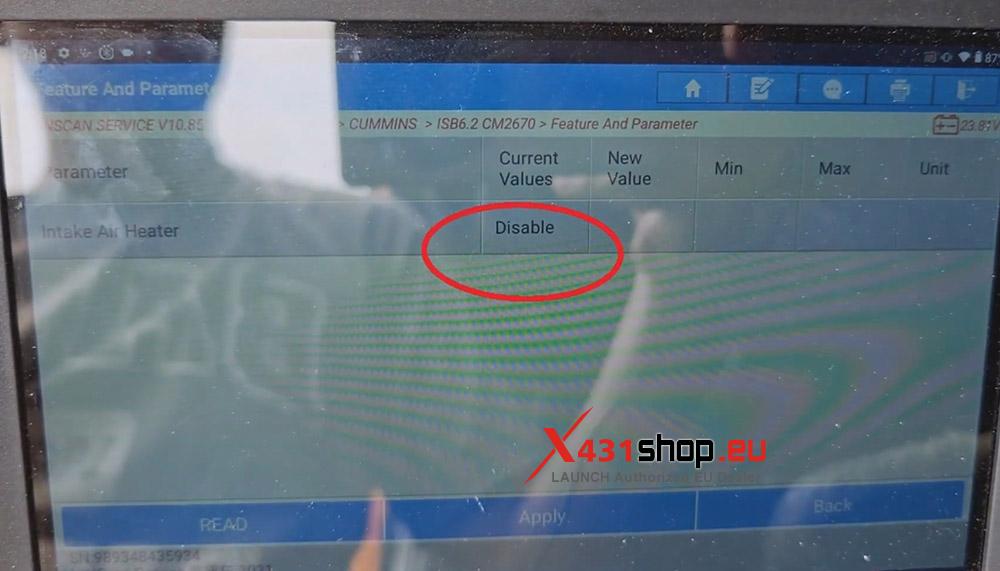 LAUNCH X431 PRO3 HD Disable Dongfeng Truck Intake Air Heater (19)
