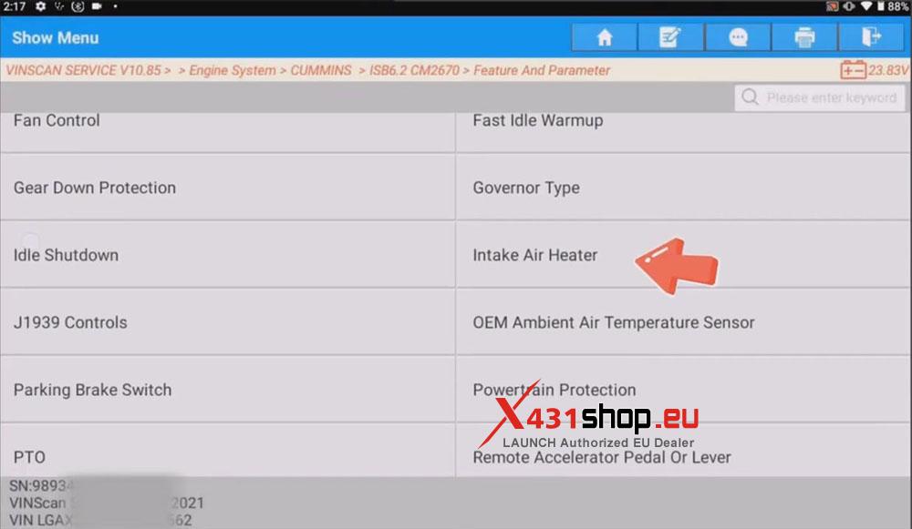 LAUNCH X431 PRO3 HD Disable Dongfeng Truck Intake Air Heater (6)