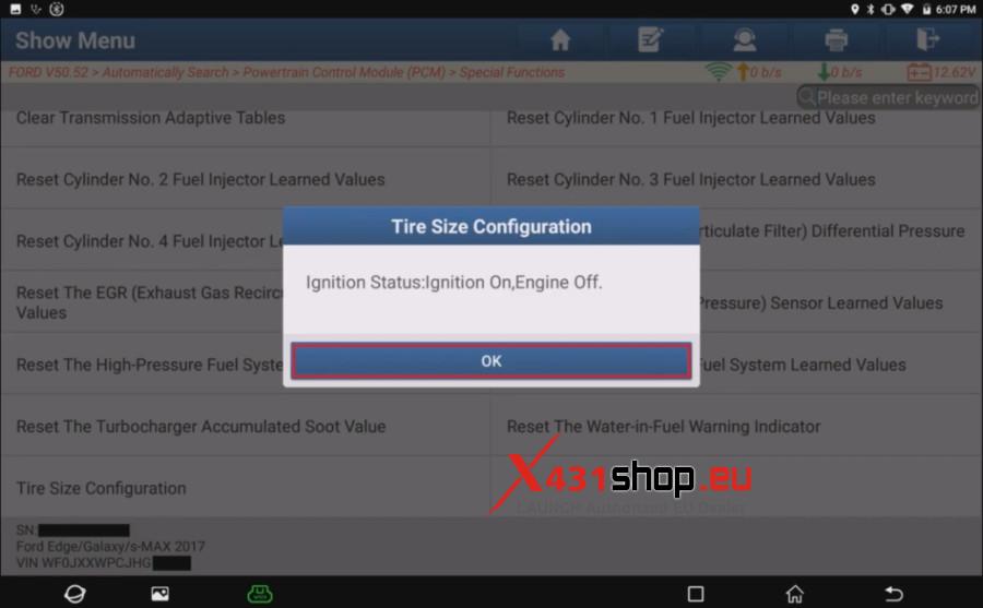 LAUNCH X431 Tool Program Ford Tire Size (10)