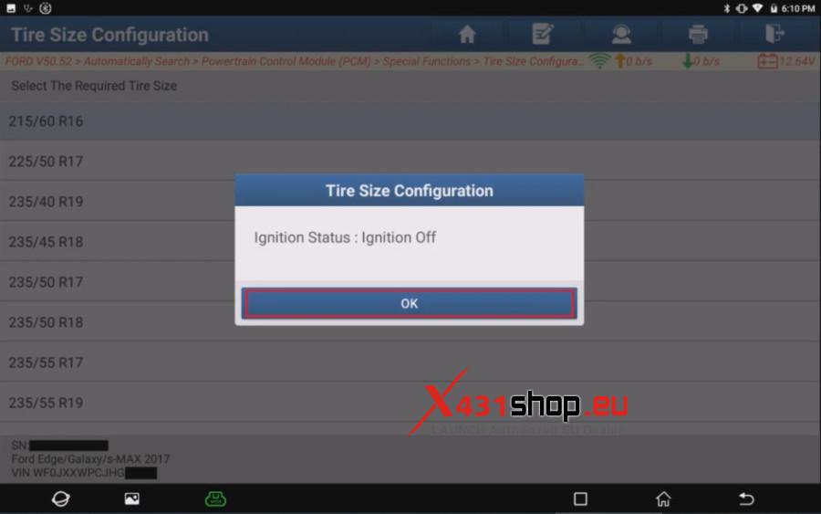 LAUNCH X431 Tool Program Ford Tire Size (16)