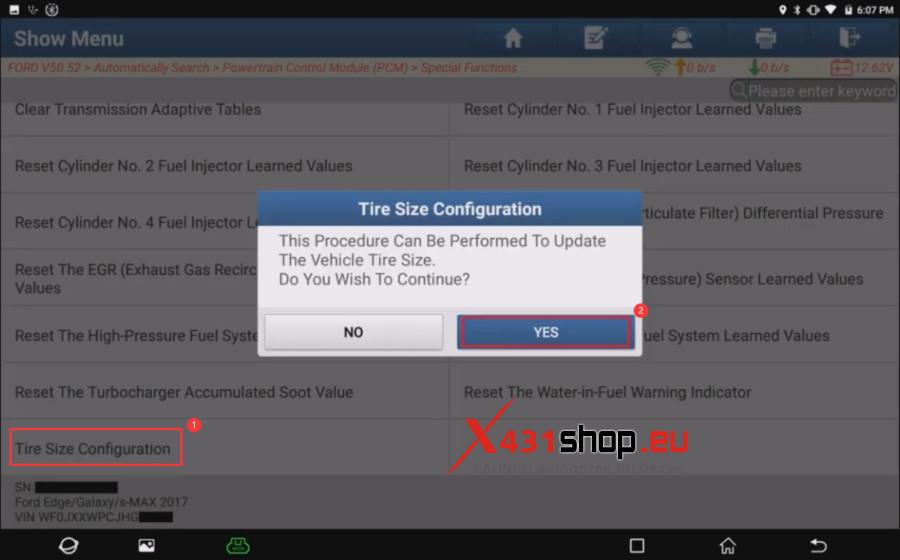 LAUNCH X431 Tool Program Ford Tire Size (9)