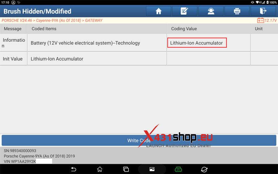 LAUNCH X431 Porsche Cayenne replace Lead acid battery match (10)