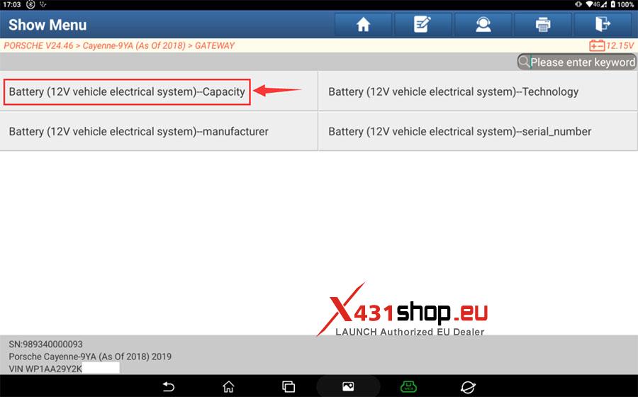 LAUNCH X431 Porsche Cayenne replace Lead acid battery match (5)