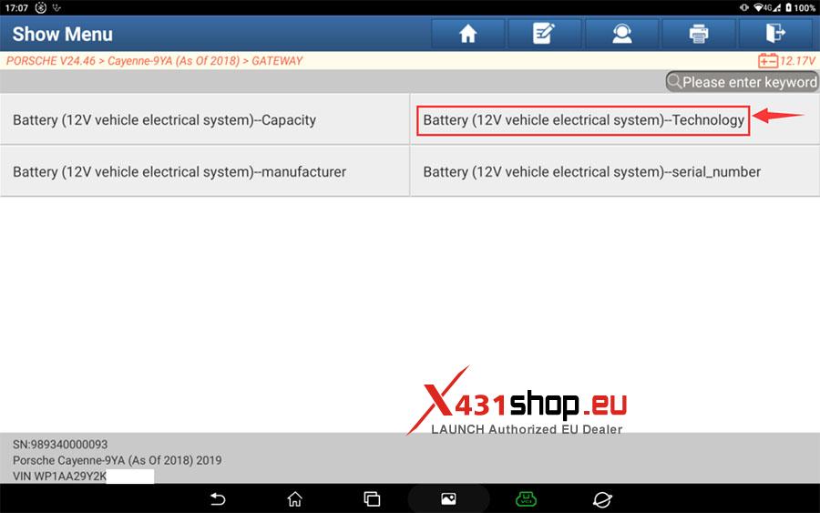 LAUNCH X431 Porsche Cayenne replace Lead acid battery match (9)