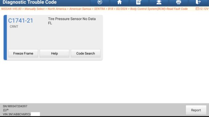 LAUNCH X431 PAD Register Nissan Sentra B18 Tire Pressure ID (5)