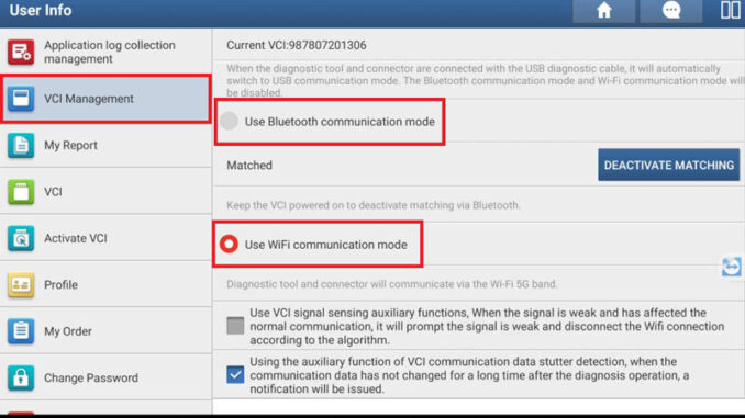 launch x431 vci setup switch between wifi bluetooth usb 3