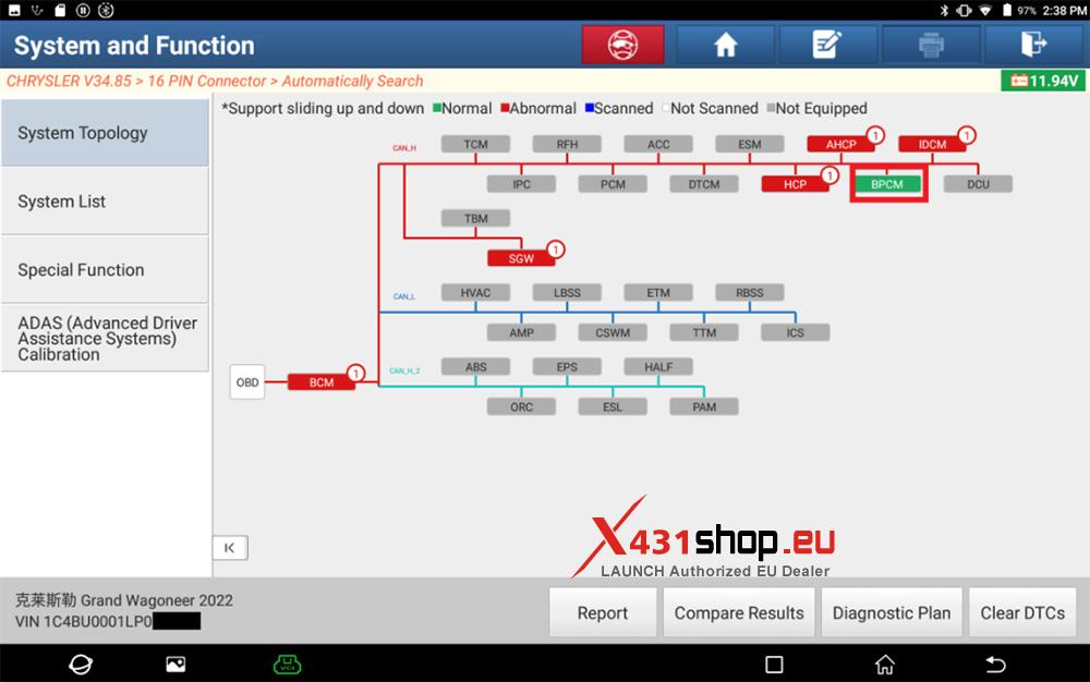 LAUNCH X431 PAD Reset Impact Event Fault for CHRYSLER Renegade(BV) (8)