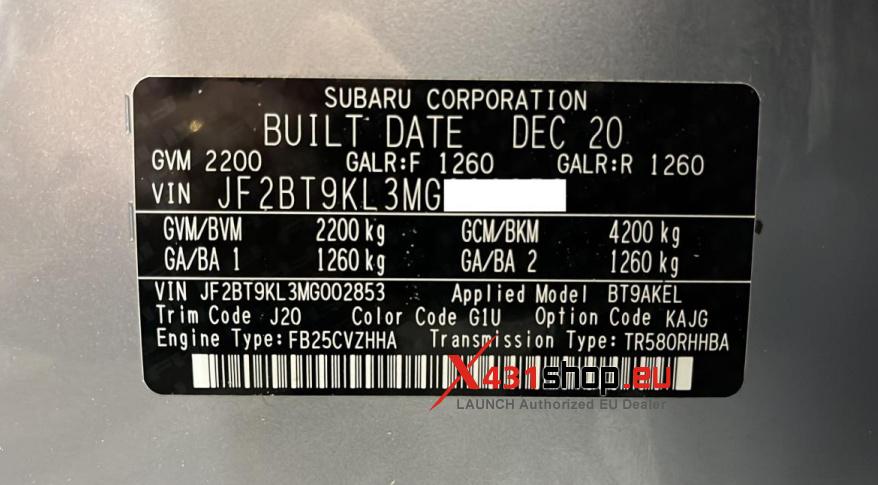 LAUNCH X431 PAD V ELITE Write VIN for Subaru Outback (0) LAUNCH X431 PAD V ELITE Write VIN for Subaru Outback (0)