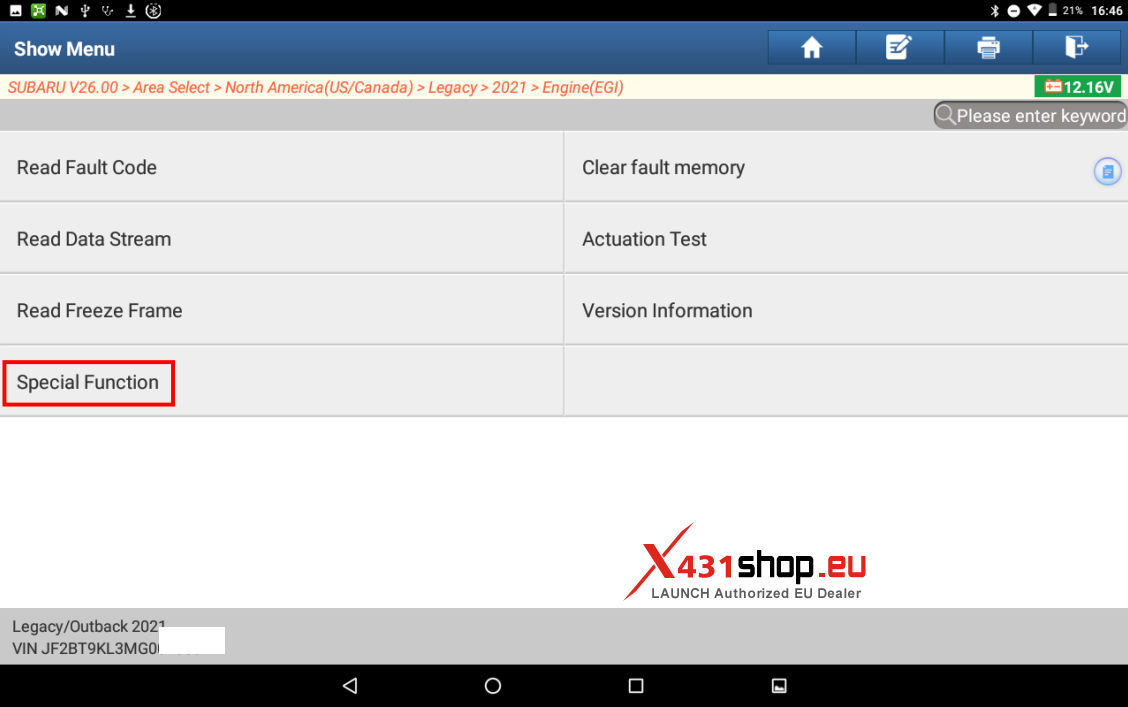 LAUNCH X431 PAD V ELITE Write VIN for Subaru Outback (2) LAUNCH X431 PAD V ELITE Write VIN for Subaru Outback (2)