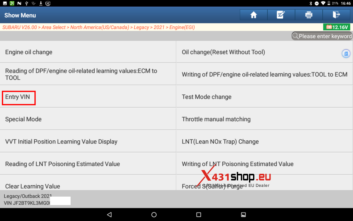 LAUNCH X431 PAD V ELITE Write VIN for Subaru Outback (3) LAUNCH X431 PAD V ELITE Write VIN for Subaru Outback (3)