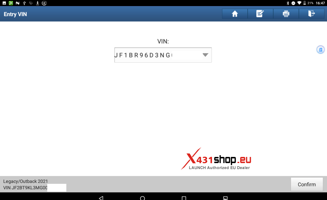 LAUNCH X431 PAD V ELITE Write VIN for Subaru Outback (5) LAUNCH X431 PAD V ELITE Write VIN for Subaru Outback (5)