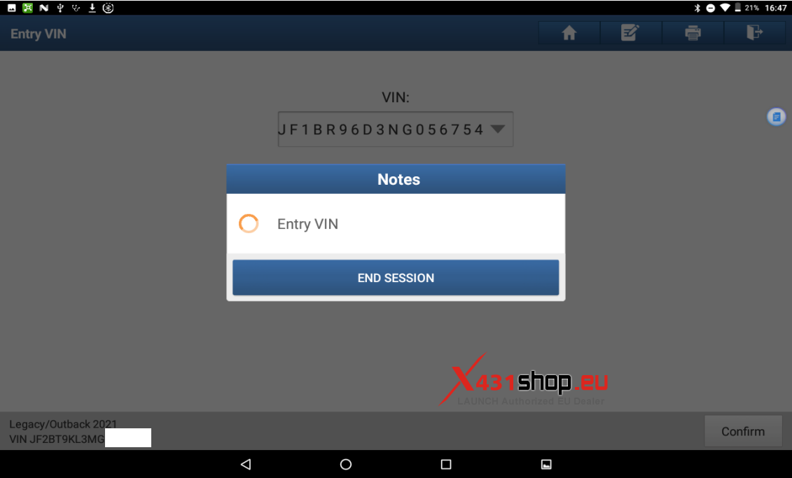 LAUNCH X431 PAD V ELITE Write VIN for Subaru Outback (7) LAUNCH X431 PAD V ELITE Write VIN for Subaru Outback (7)