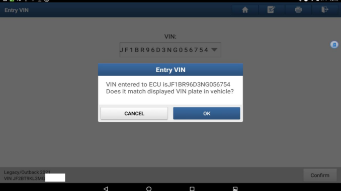 LAUNCH X431 PAD V ELITE Write VIN for Subaru Outback (8)