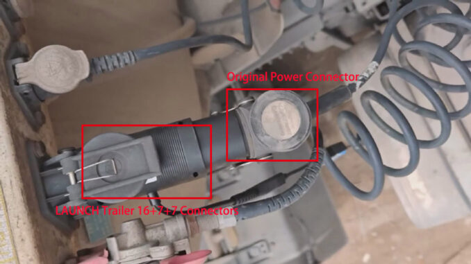 Connecting the LAUNCH adapter and the truck trailer