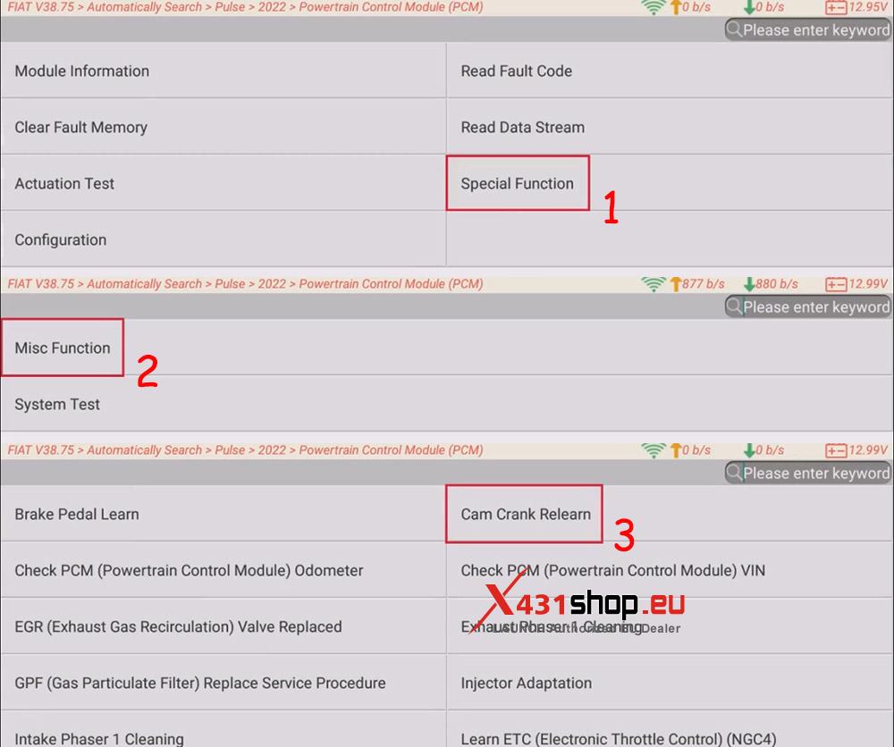 LAUNCH X431 PAD V ELITE Cam Crank Relearn on Fiat Pulse (8) LAUNCH X431 PAD V ELITE Cam Crank Relearn on Fiat Pulse (8)