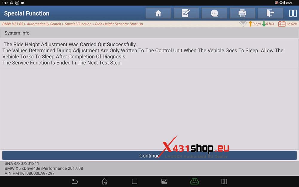 LAUNCH X431 PAD V ELITE BMW (F15) X5 Air Spring Replacement (20) LAUNCH X431 PAD V ELITE BMW (F15) X5 Air Spring Replacement (20)