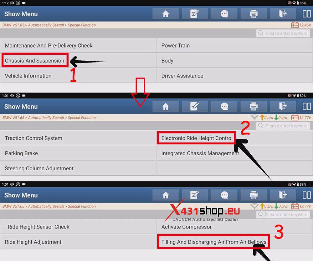 LAUNCH X431 PAD V ELITE BMW (F15) X5 Air Spring Replacement (5) LAUNCH X431 PAD V ELITE BMW (F15) X5 Air Spring Replacement (5)