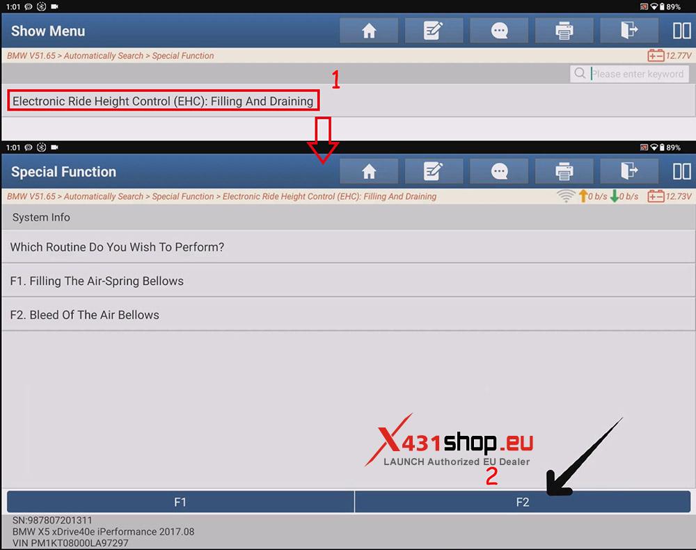 LAUNCH X431 PAD V ELITE BMW (F15) X5 Air Spring Replacement (6) LAUNCH X431 PAD V ELITE BMW (F15) X5 Air Spring Replacement (6)