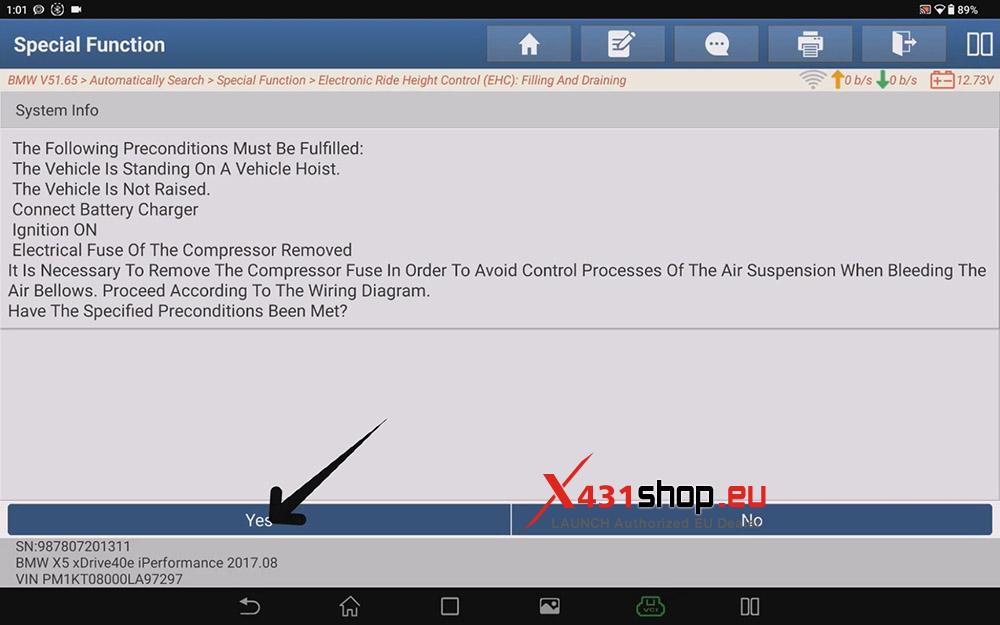 LAUNCH X431 PAD V ELITE BMW (F15) X5 Air Spring Replacement (7) LAUNCH X431 PAD V ELITE BMW (F15) X5 Air Spring Replacement (7)