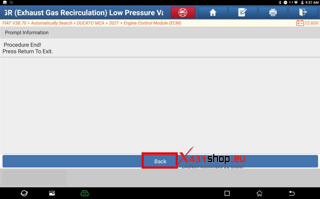 LAUNCH X431 FIAT Ducato MCA EGR Low Pressure Valve Replacement (10)