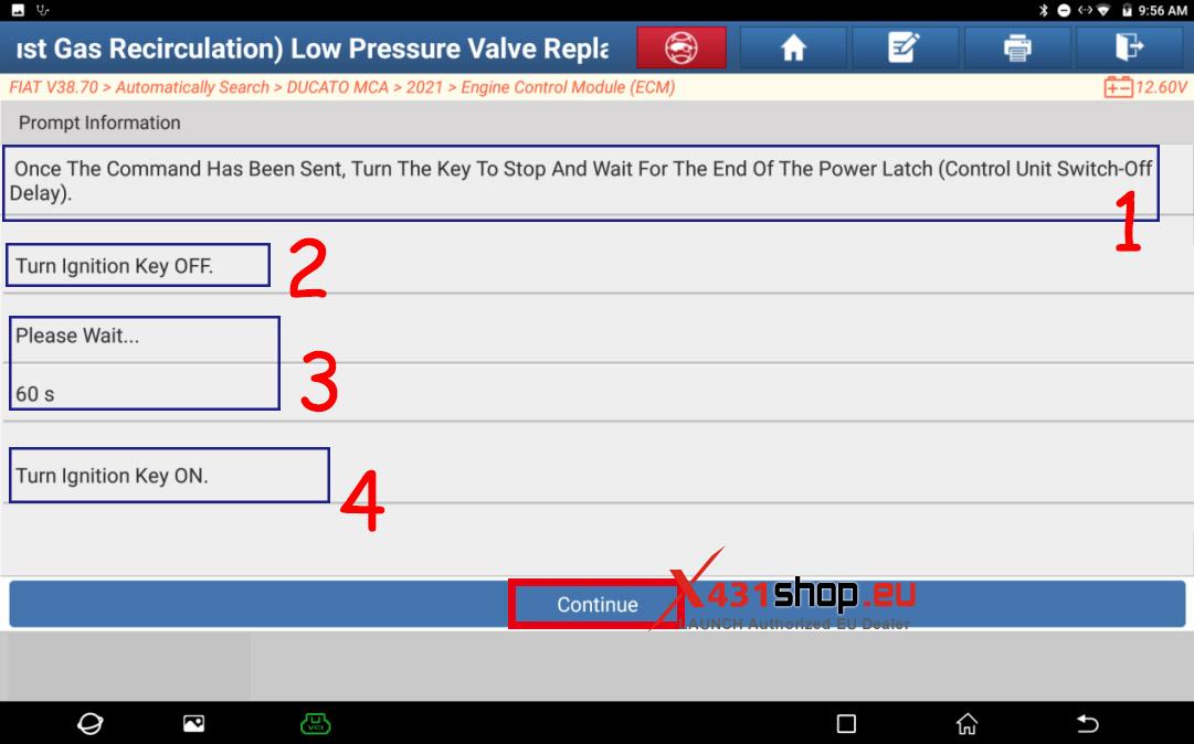LAUNCH X431 FIAT Ducato MCA EGR Low Pressure Valve Replacement (9)