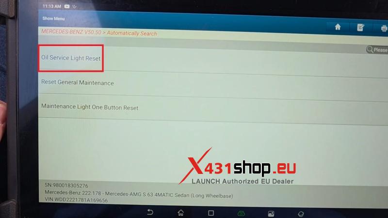 launch x431 pad7 mercedes s class w222 oil service reset guide 7