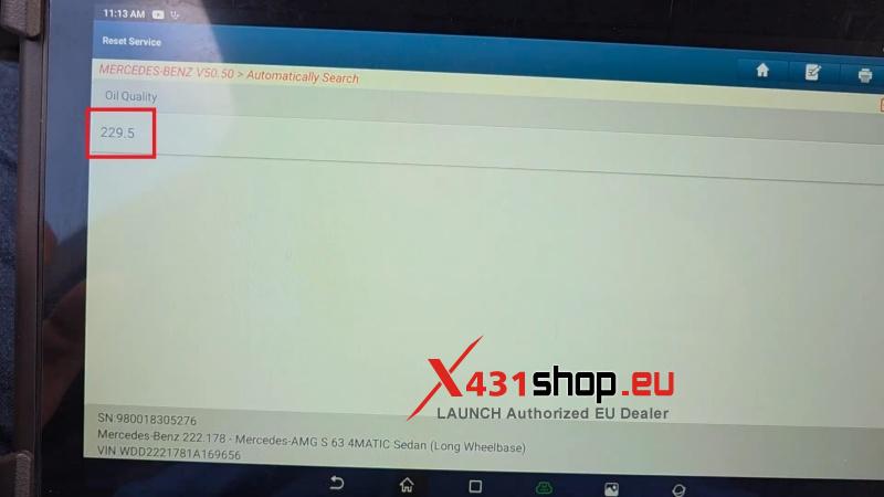 launch x431 pad7 mercedes s class w222 oil service reset guide 9