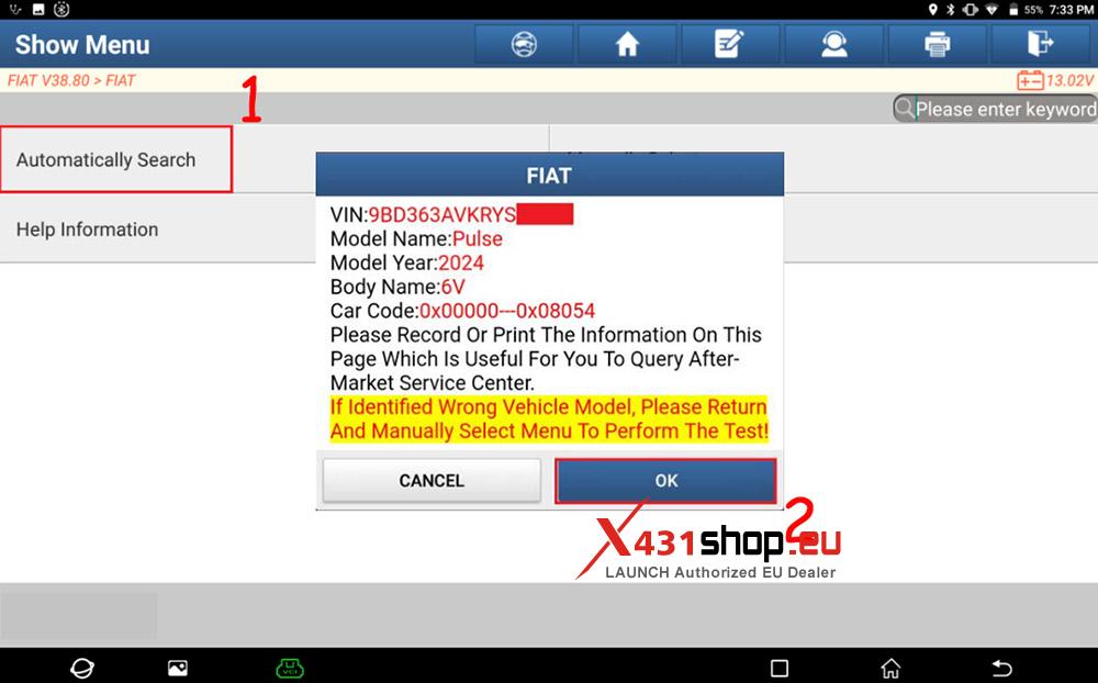 LAUNCH X431 PAD V ELITE Injector Adaptation on FIAT Pulse (2)