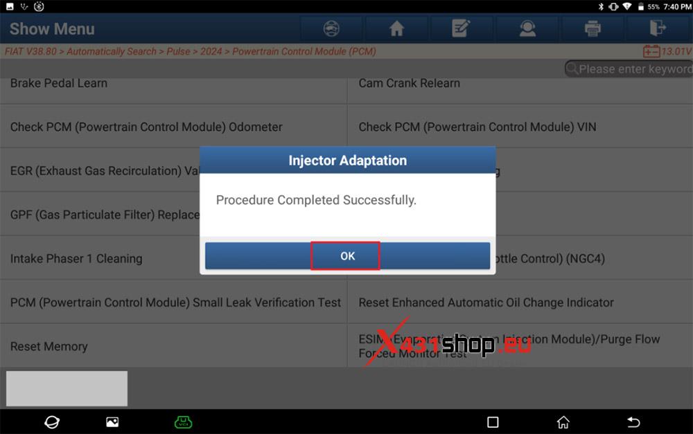 LAUNCH X431 PAD V ELITE Injector Adaptation on FIAT Pulse (8)