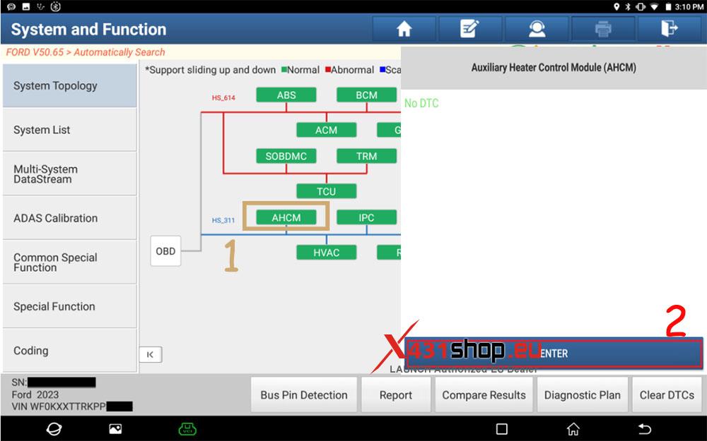 LAUNCH X431 PAD V Programming Ford Fuel Fired Booster Heater (4)