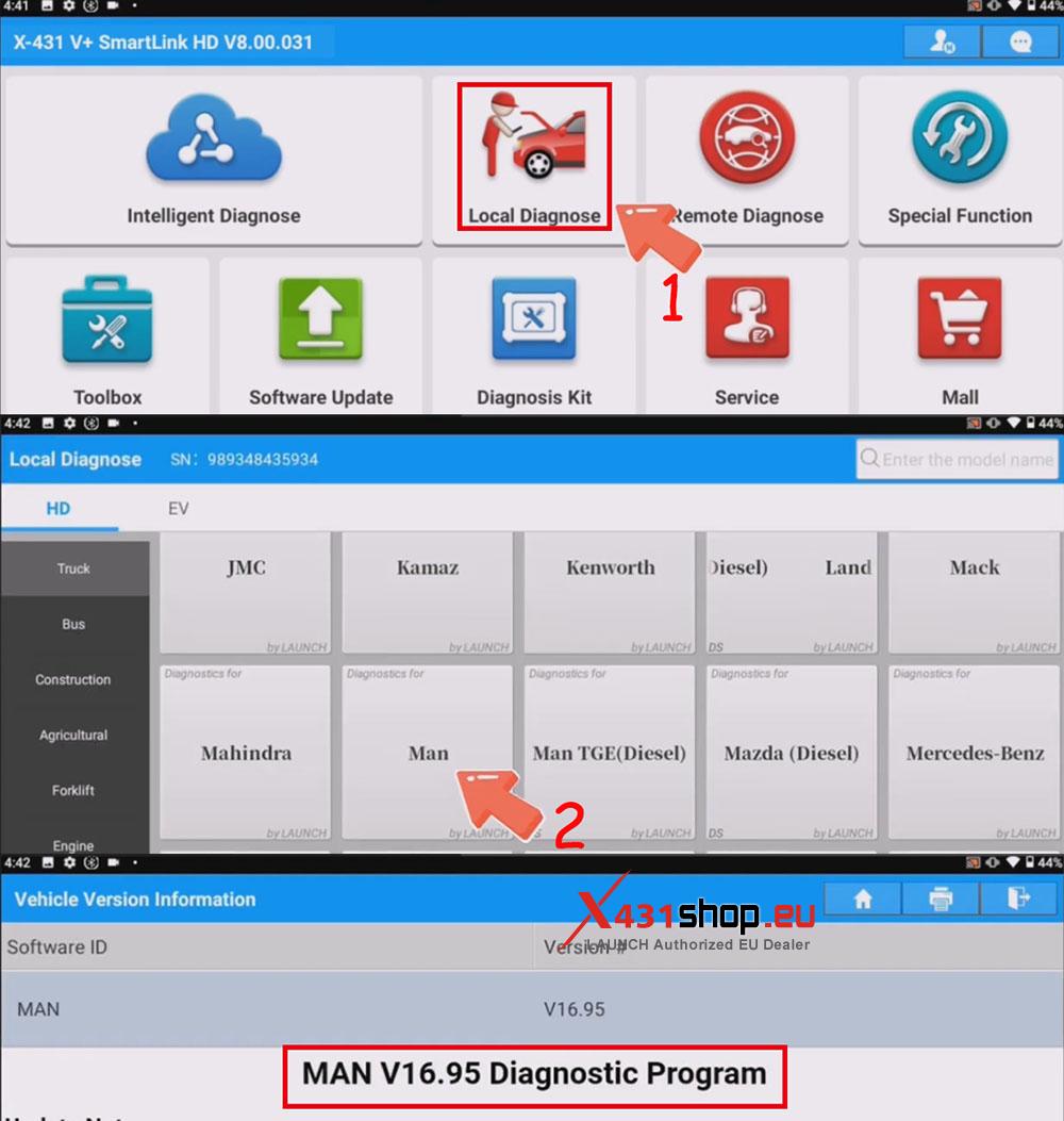 LAUNCH X431 V+ HD Test MAN TGM (Fire Truck) Dimmer & Buzzer (1)
