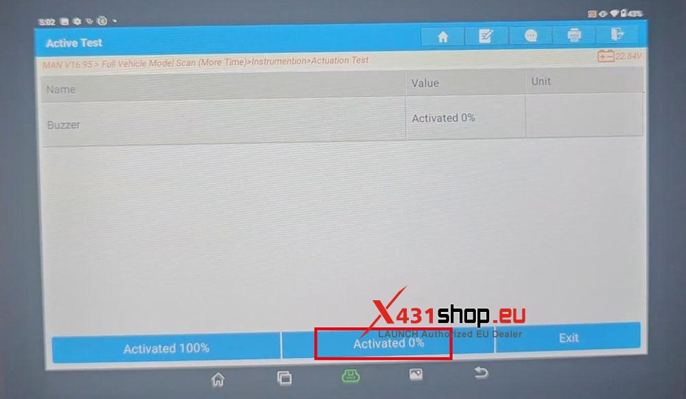 LAUNCH X431 V+ HD Test MAN TGM (Fire Truck) Dimmer & Buzzer (11)