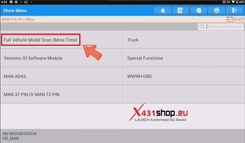 LAUNCH X431 V+ HD Test MAN TGM (Fire Truck) Dimmer & Buzzer (2)