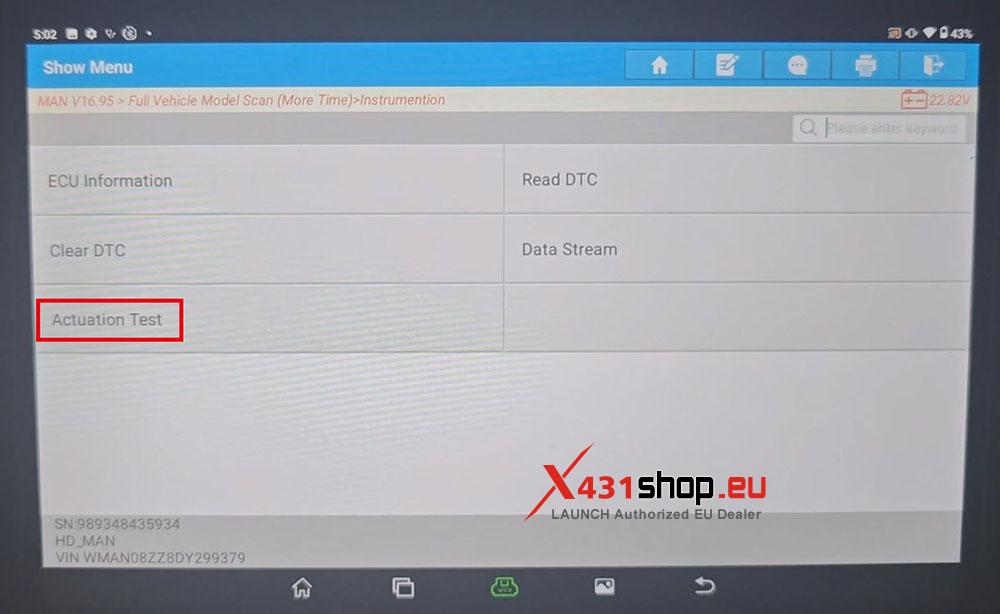 LAUNCH X431 V+ HD Test MAN TGM (Fire Truck) Dimmer & Buzzer (6)