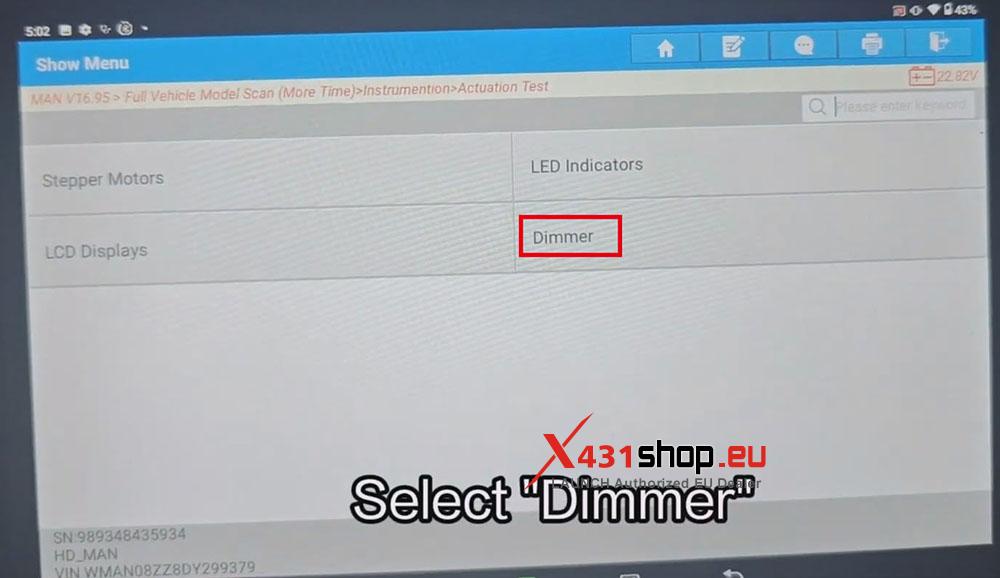 LAUNCH X431 V+ HD Test MAN TGM (Fire Truck) Dimmer & Buzzer (7)