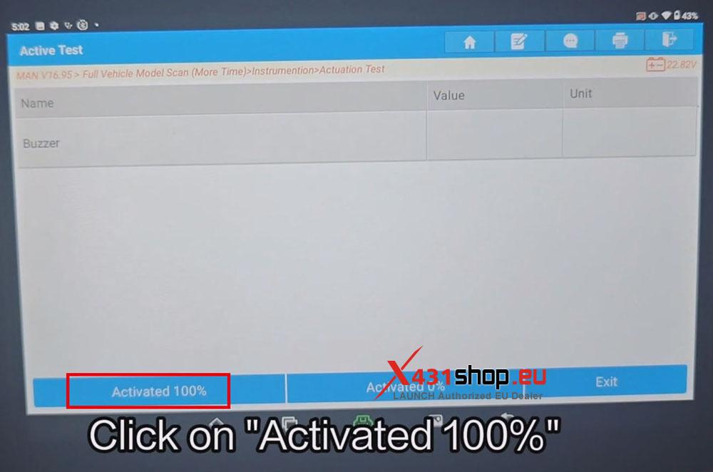 LAUNCH X431 V+ HD Test MAN TGM (Fire Truck) Dimmer & Buzzer (9)
