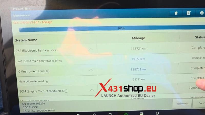 how to check benz w213 real mileage by launch x431 pad7 7